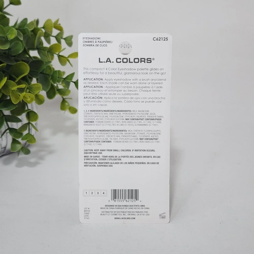 L. A. Colors 4 Color Eyeshadow Rumors Palette C62125 ~ New Unopened